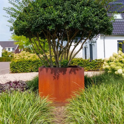 Bac rectangulaire en acier corten - 300 x 40 x 40/80 cm