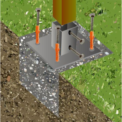 Voet op beton 10 x 10 cm