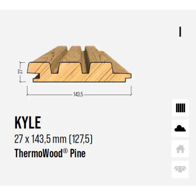 Bardage KYLE Thermowood - 27 x143.5 (127,5mm) - prix au m²