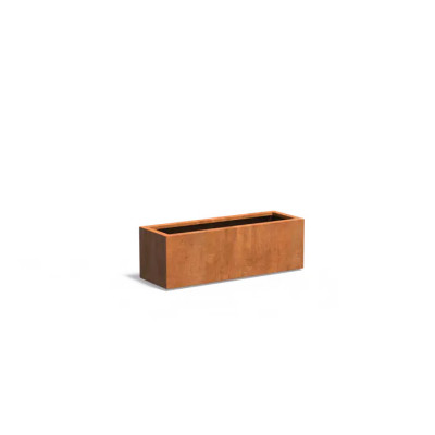 Bac rectangulaire en acier corten - 120 x 40 x 40 cm