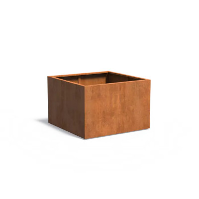 Bac carré  en acier corten - 120 x 120 x 40/60/80 cm